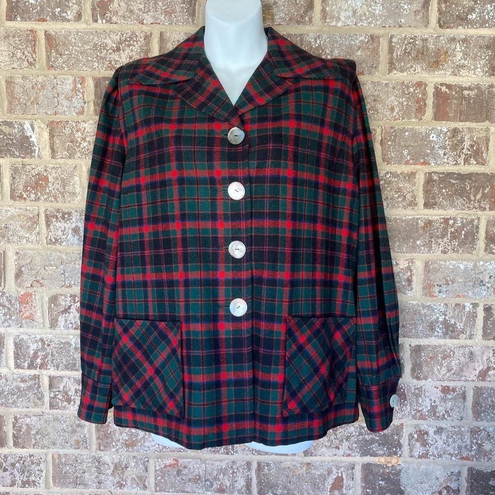 Vintage 40/50s Pendleton 49er Plaid Virgin Wool Button Jacket Sz L/XL